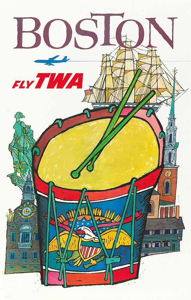 Fly TWA Boston, drum