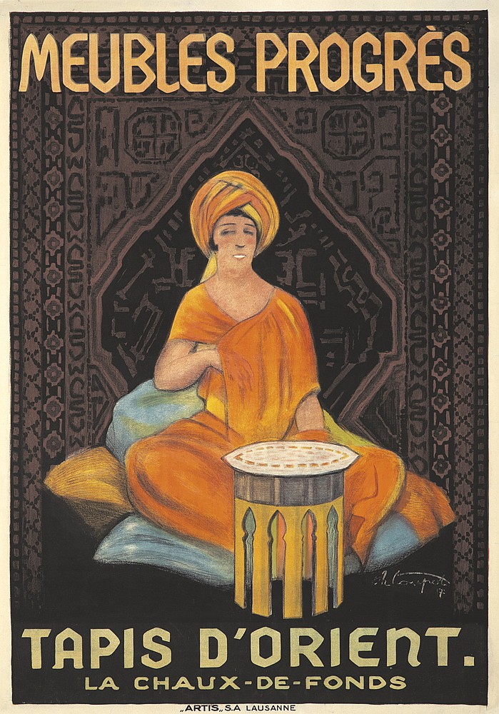Meubles Progres Tapis D’Orient, black poster, woman in orange