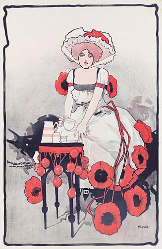 Woman in white and red, tea