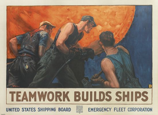 Teamwork Builds Ships, workers