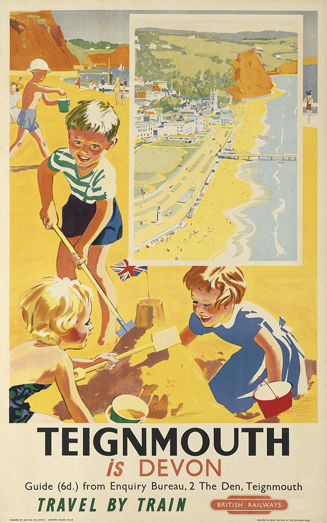 Teignmouth is Devon, British Railways, children on the sandy beach