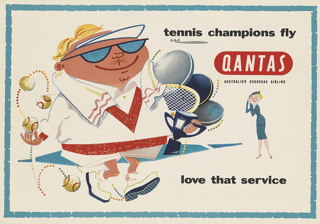 Tennis Champions Fly, Quantas, man in white