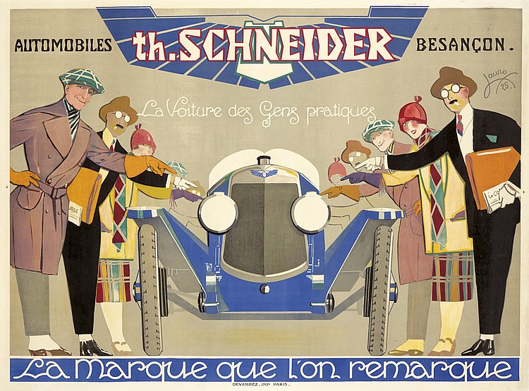 Th. Schneider, blue car