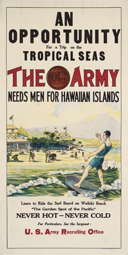 An Opportunity, Tropical Seas, The Army Needs Men for Hawaiian Islands, long poster