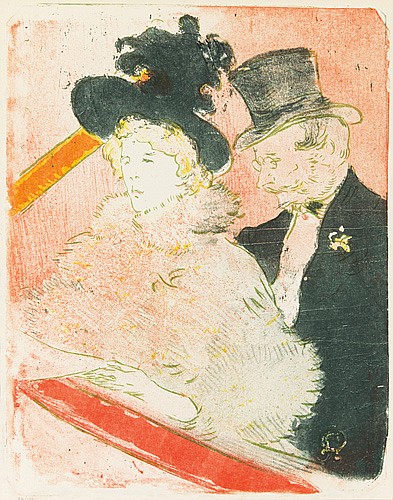 Sketch of formally dressed man and woman