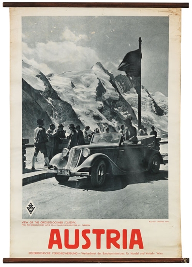 Austria, black and white photograph of a car