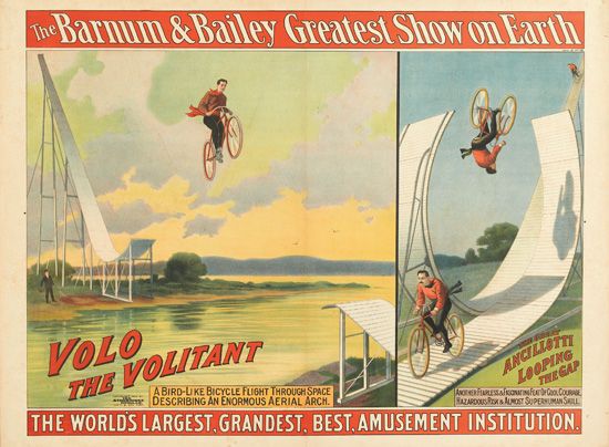 The Barnum and Bailey Greatest Show on Earth Volo the Volitant, man on bicycle