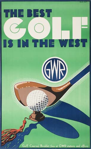 The Best Golf is in the West, green poster, golf club and balls