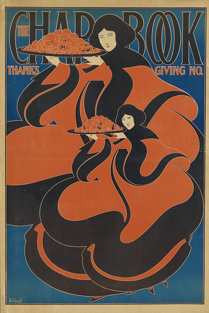 The Chapbook, blue poster, woman in brown