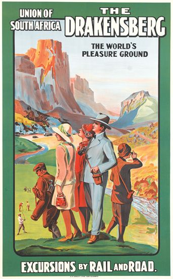 The Drakensberg, green bordered poster