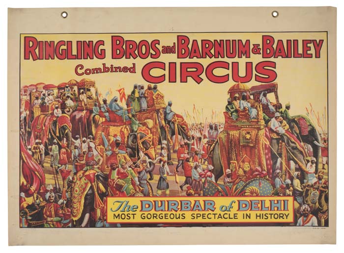 Ringling Bros and Barnum and Bailey Combined Circus, crowded performing circle, The Durbar of Delhi