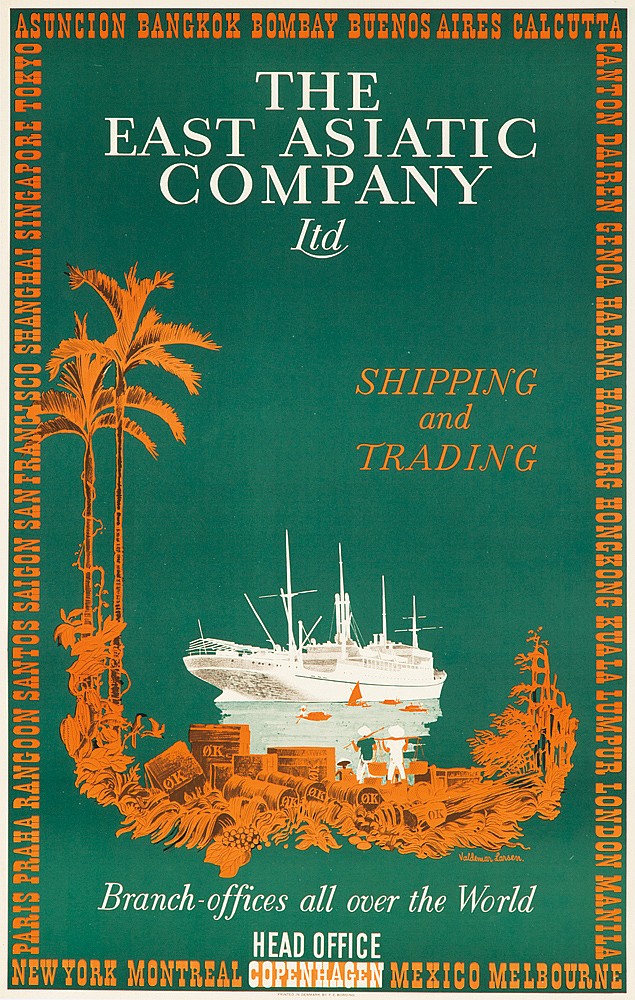 The East Asiatic Company Ltd, green poster, white ship