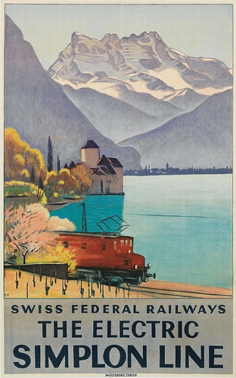 The Electric Simplon Line, Swiss Federal Railways, red train