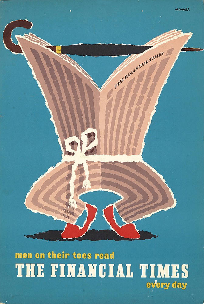 The Financial Times Every Day, blue poster, newspaper