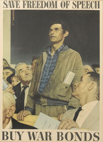 Buy War Bonds, Save Freedom of Speech, man speaking