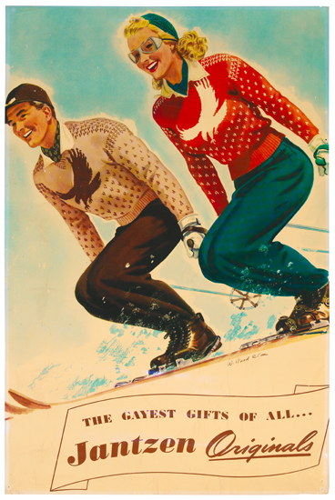 The Gayest Gifts of All, Jantzen original, two skiers