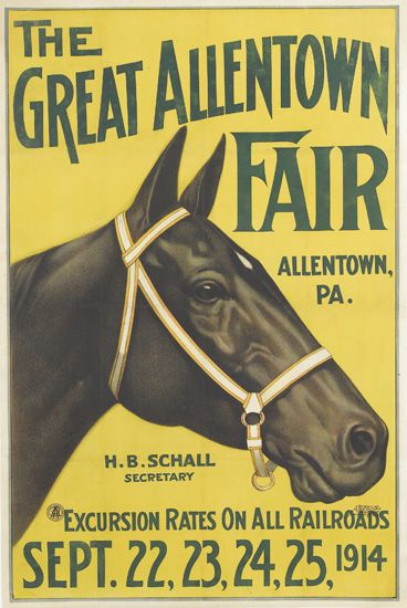 The Great Allentown Fair, horse, yellow poster, 1914
