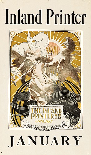 Inland Printer, January, woman in white, yellow background