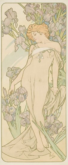Nude woman, flowers