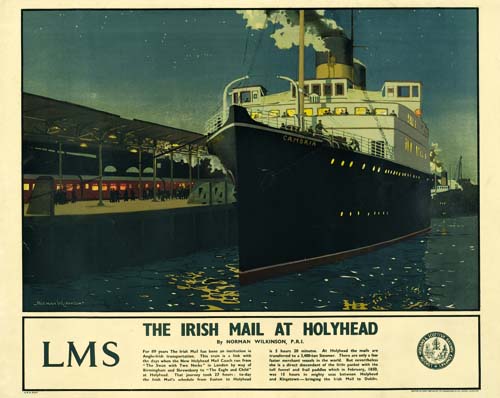 LMS, The Irish Mail at Holyhead, black ship