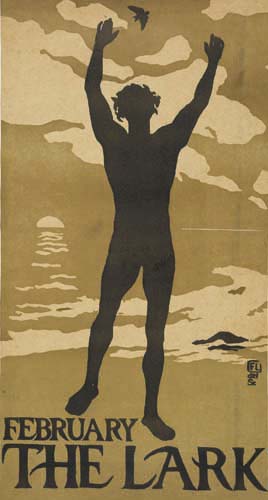 The Lark February, long poster, man on beach