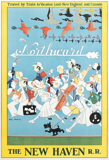 The New Haven RR, Northward, blue poster, geese