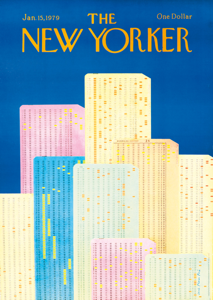 The New Yorker, blue poster, skyscrapers