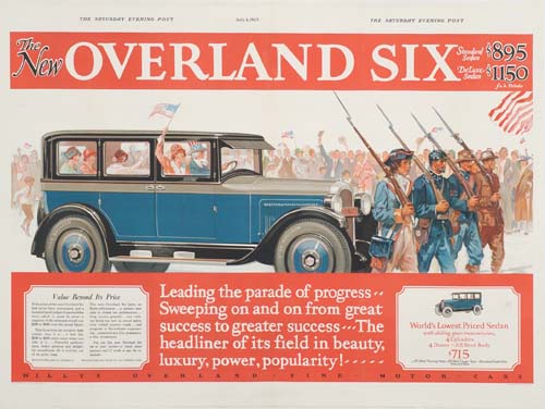 The New Overland Six, blue car