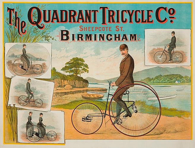 The Quadrant Tricycle Co, Birmingham, man on bicycle