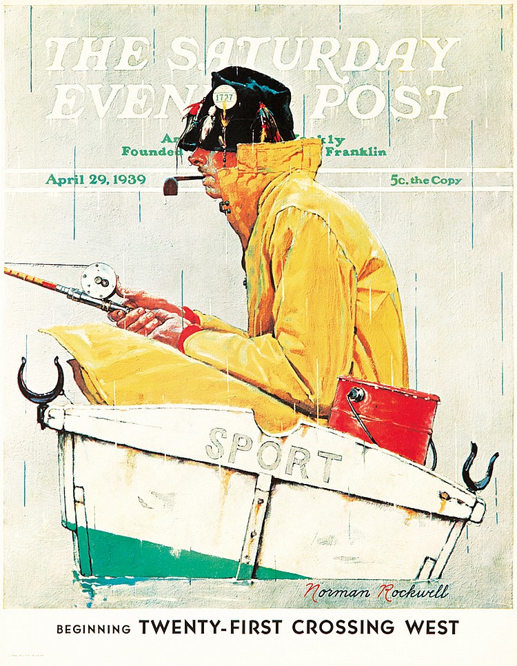 The Saturday Evening Post, Twenty-First Crossing West, fisherman in yellow rain jacket