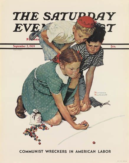 The Saturday Evening Post, Communist Wreckers in American Labor, children play marbles