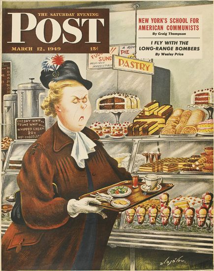 The Saturday Evening Post, woman in cafe, Pastry