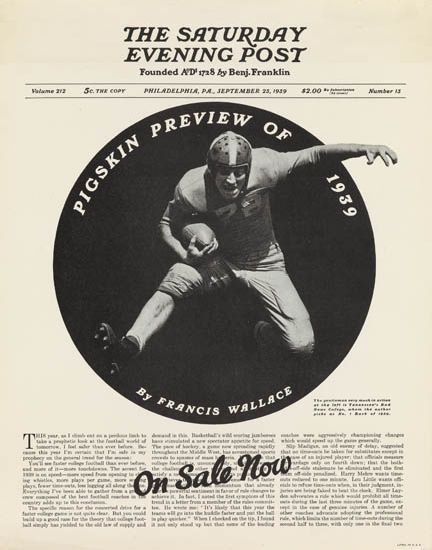 The Saturday Evening Post, On Sale Now, Pigskin Preview, man playing football
