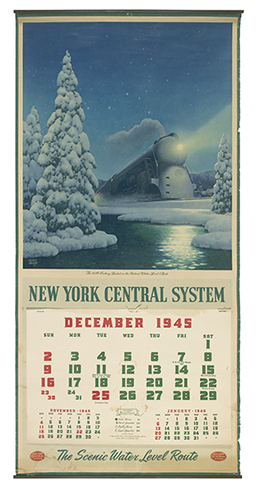 New York Central System, calendar December 1945, train