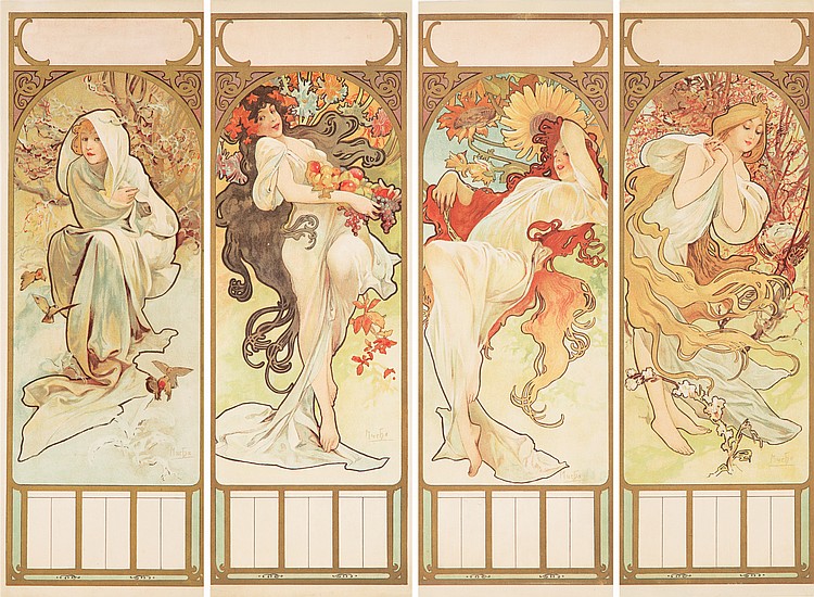 Four posters, calendars, women in nature