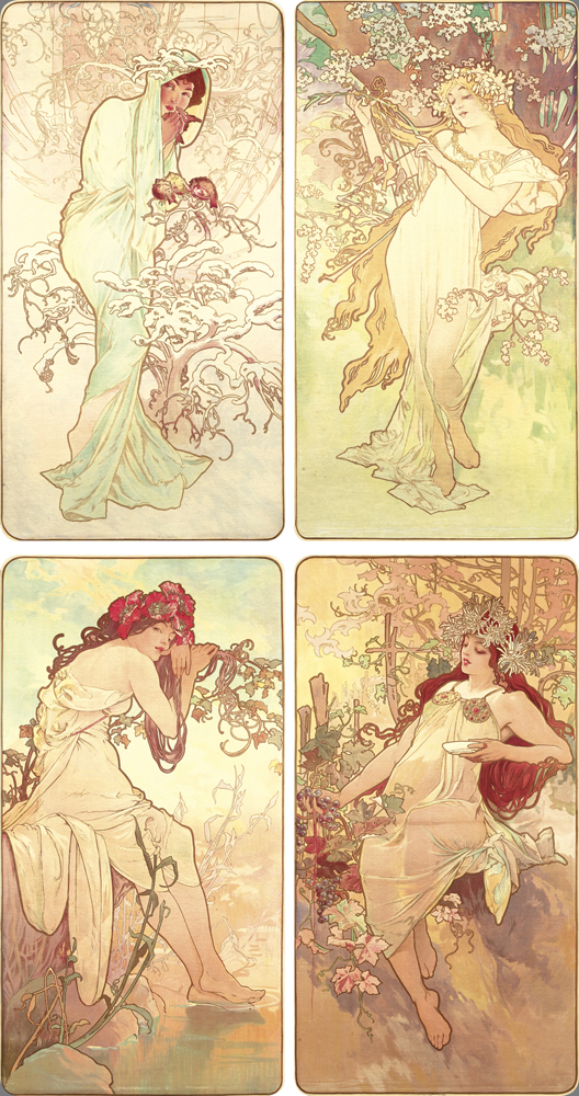 Four posters, flowing dresses
