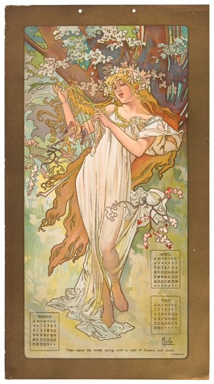 Calendar, woman in white