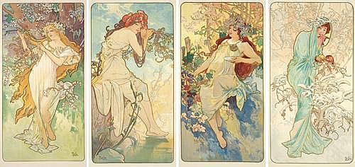 Four seasons, long horizontal poster