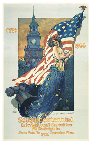 The Sesquicentennial, woman with flag