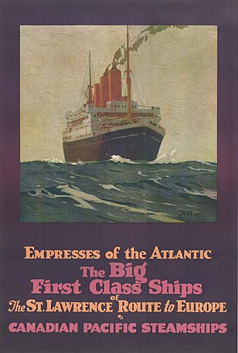 The Big First Class Ships, blue poster, Canadian Pacific Steamships