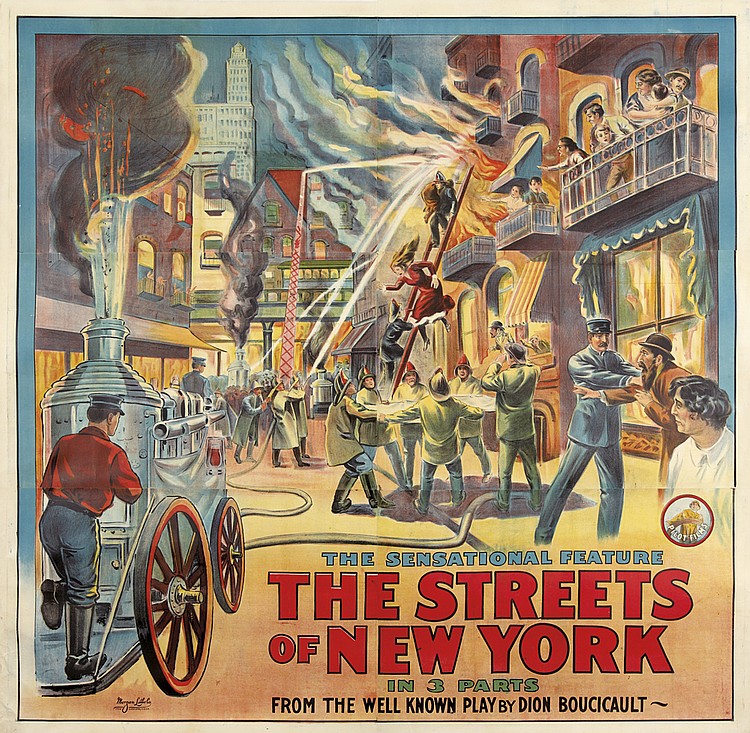 The Streets of New York, flaming building