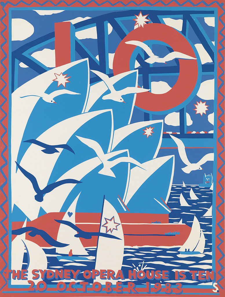 The Sydney Opera House is Ten, 20 October 1983, blue, whtie, and red design