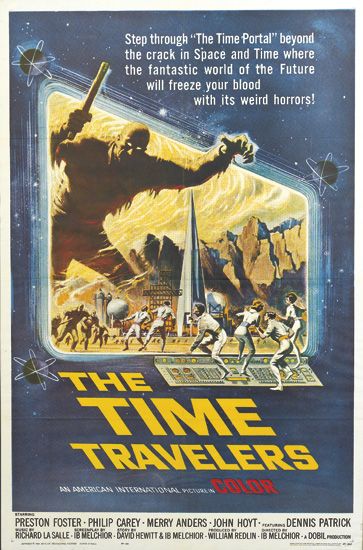 The Time Travelers, blue poster, mosters