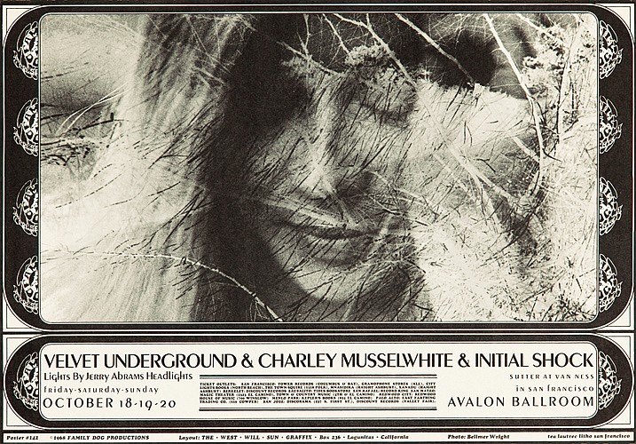 Velvet Underground and Charley Musselwhite, black and white poster