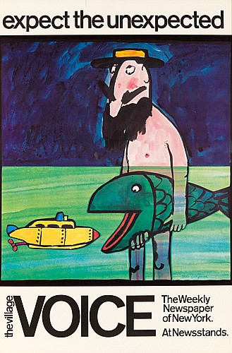 The Village Voice, man with fish, Expect the Unexpected