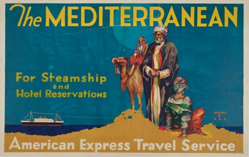 The Mediterranean American Express Travel Service, camel and traveling men
