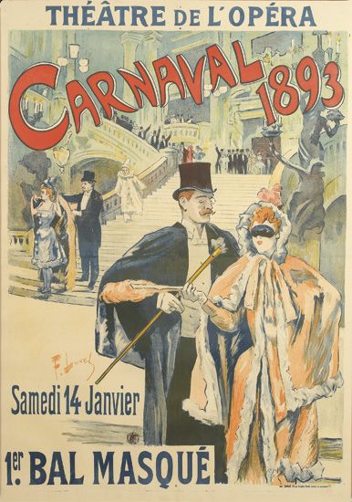 Theatre de L’Opera Carnaval 1893 Samedi 14 Janvier, couple formally dressed