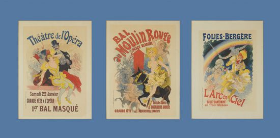 Theatre de L’Opera, three posters, blue border