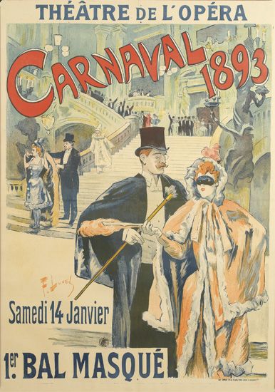 Theatre de L’Opera Carnaval 1893, couple formally dressed