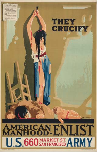 American Manhood Enlist, They Crucify, brown poster